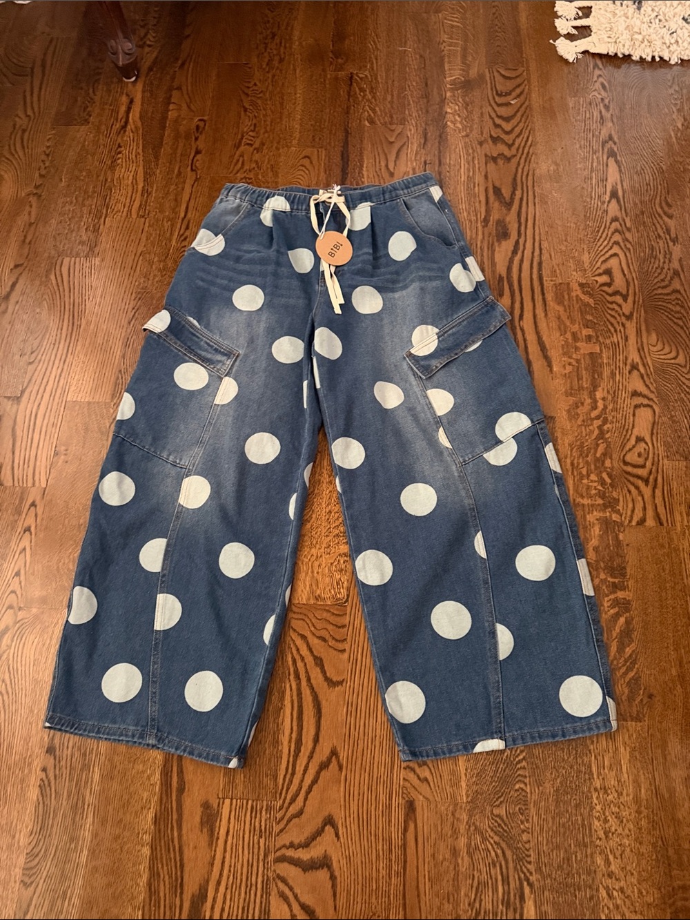 BiBi denim  Wide-Leg Polka Dot Jeans large